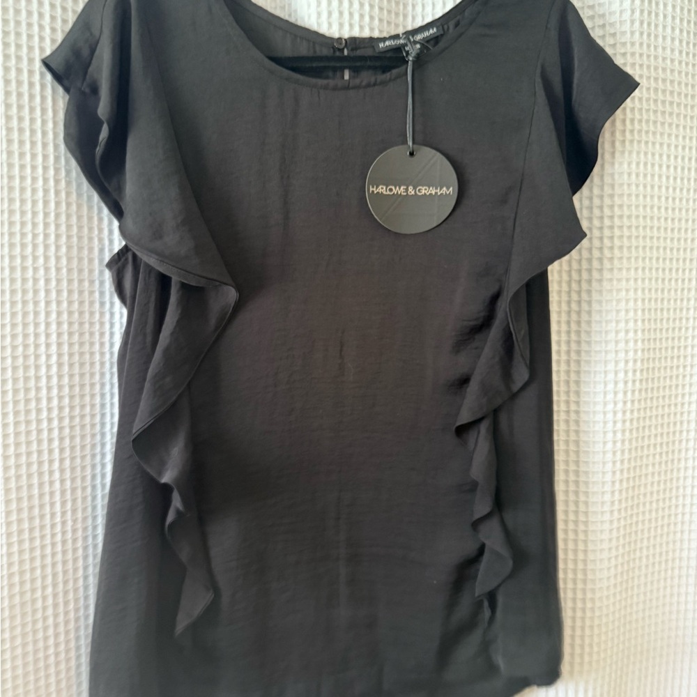 Harlowe & Graham Black Ruffle Blouse